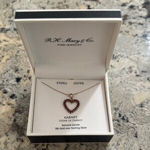 Garnet Heart Necklace - Red